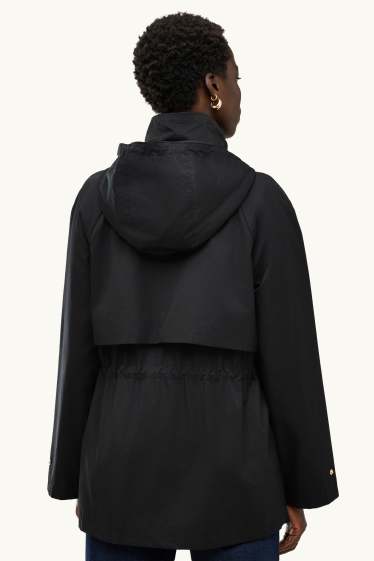 Dames - Jas met capuchon - waterafstotend - zwart