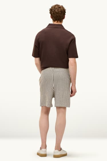 Herren - Strick-Shorts - gestreift - braun