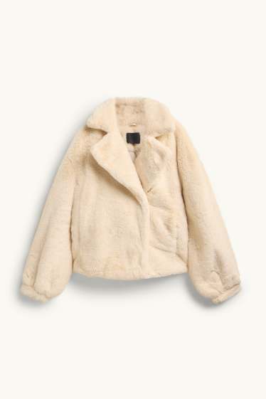 Donna - Giacca in pelliccia sintetica - bianco crema