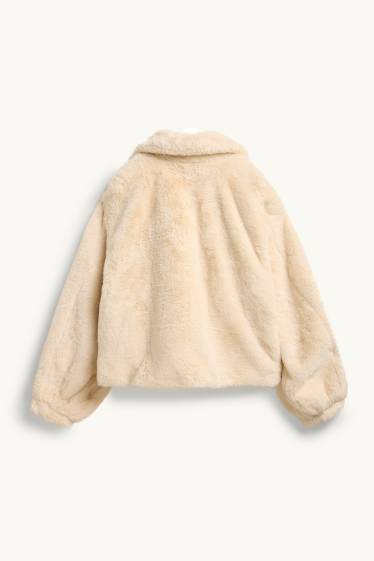Donna - Giacca in pelliccia sintetica - bianco crema