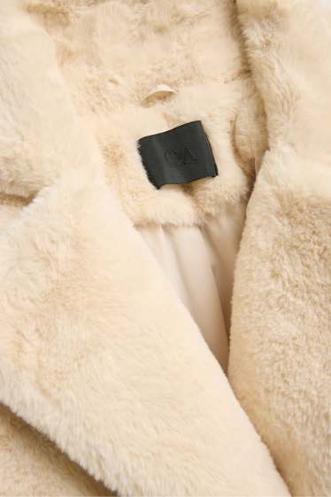 Donna - Giacca in pelliccia sintetica - bianco crema