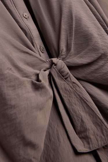 Donna - Camicia con nodo - tortora