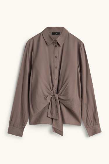 Donna - Camicia con nodo - tortora