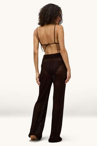 Damen - Strandhose - Mid Waist - Palazzo - braun