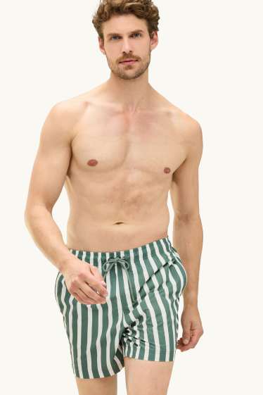 Uomo - Costume boxer - a righe - bianco / verde