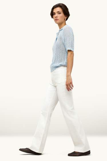 Femmes - Flared jean - mid waist - blanc
