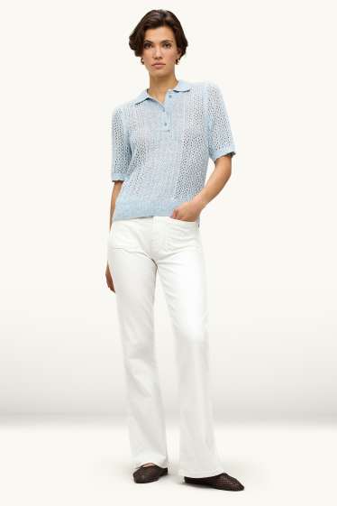Femmes - Flared jean - mid waist - blanc