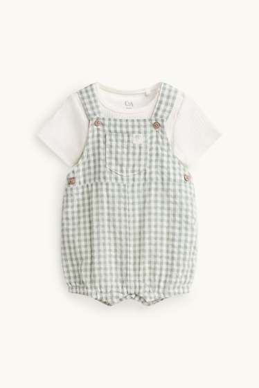 Baby Buben - Erstlingsoutfit - Palme - 2 teilig - grün / cremeweiß