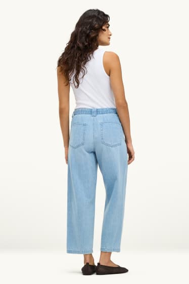 Women - Barrel jeans - mid-rise waist - blue denim