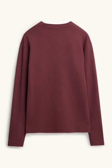 Bărbați - Tricou cu mânecă lungă - relaxed fit - reiat - bordo