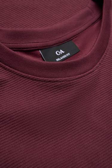 Bărbați - Tricou cu mânecă lungă - relaxed fit - reiat - bordo