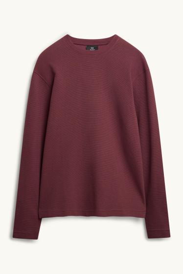 Bărbați - Tricou cu mânecă lungă - relaxed fit - reiat - bordo