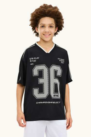 Kinderen: jongens - Set van 2 - T-shirt - wit / zwart