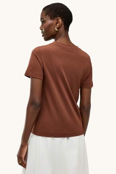 Dames - T-shirt - regular fit - bruin