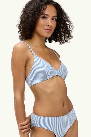 Femmes - Haut de bikini - ampliforme - sans armatures - LYCRA® XTRA LIFE™ - à rayures - blanc / bleu