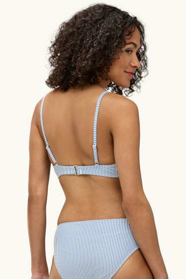 Femmes - Haut de bikini - ampliforme - sans armatures - LYCRA® XTRA LIFE™ - à rayures - blanc / bleu