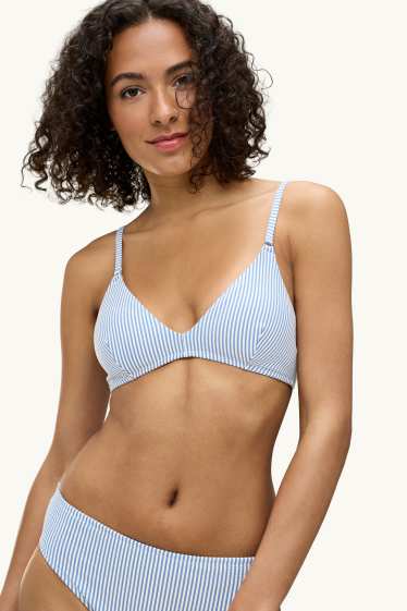 Femmes - Haut de bikini - ampliforme - sans armatures - LYCRA® XTRA LIFE™ - à rayures - blanc / bleu