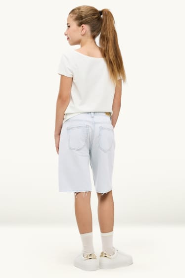 Kinder Mädchen - Graffiti - Jeans-Shorts - hellblau