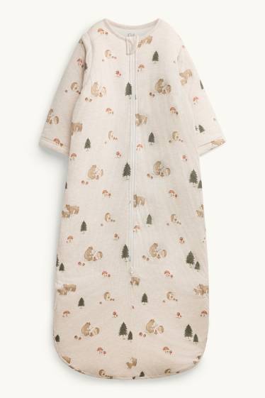 Baby Mädchen - Bär und Igelchen - Baby-Schlafsack - 18-36 Monate - beige