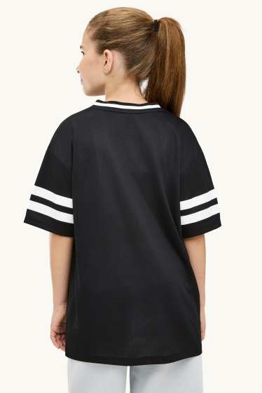 Kinder Mädchen - Kurzarmshirt - schwarz / weiß