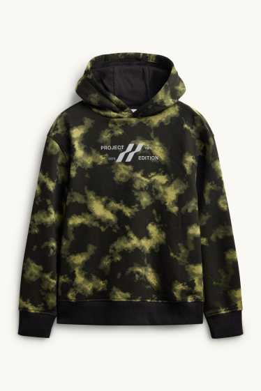 Enfants garçons - Ensemble - sweat à capuche et pantalon de jogging - 2 pièces - à motif - noir