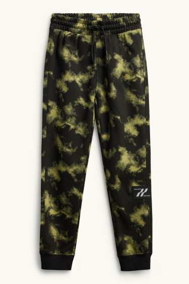 Enfants garçons - Ensemble - sweat à capuche et pantalon de jogging - 2 pièces - à motif - noir