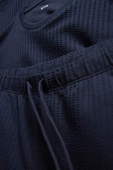 Uomo - Pigiama - tessuto tramato - blu scuro