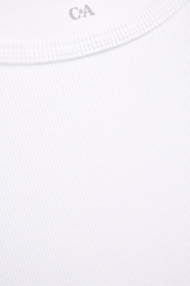 Femmes - Haut à manches longues - slim fit - finition côtelée - blanc