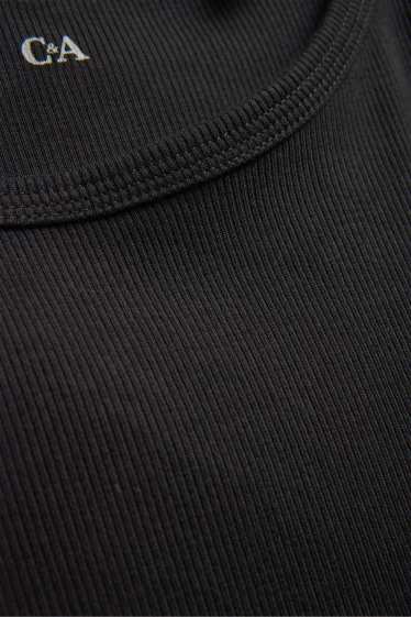 Femei - Tricou cu mânecă lungă - slim fit - reiat - negru