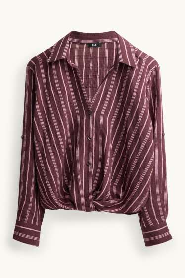 Donna - Blusa con nodo - fantasia - marrone