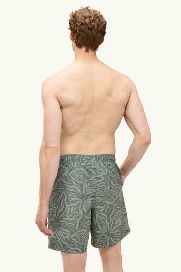Men - Swim shorts - patterned - green