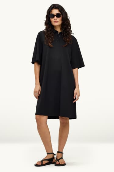 Dames - T-shirt-jurk - zwart