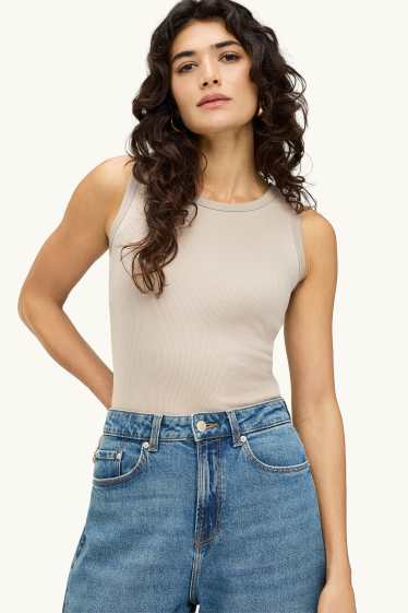 Femmes - Haut avec soutien-gorge intégré - gris clair