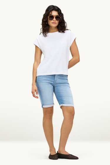 Dona - Bermudes texanes - mid waist - jog denim - blau clar