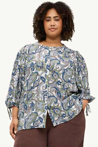 Femei - Bluză - cu model - albastru / alb