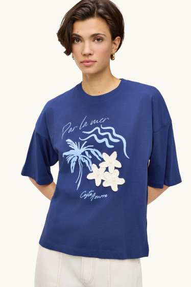 Femmes - T-shirt - regular fit - bleu foncé