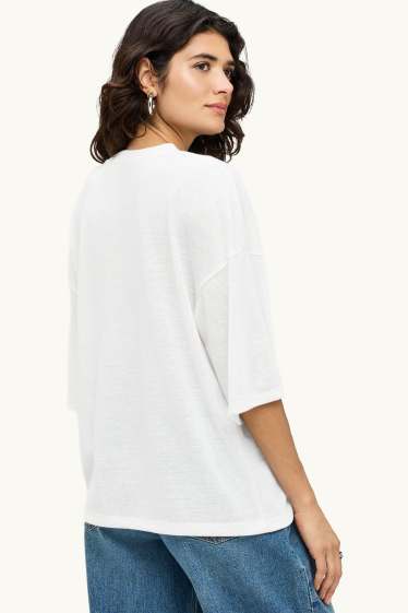 Women - T-shirt - relaxed fit - white