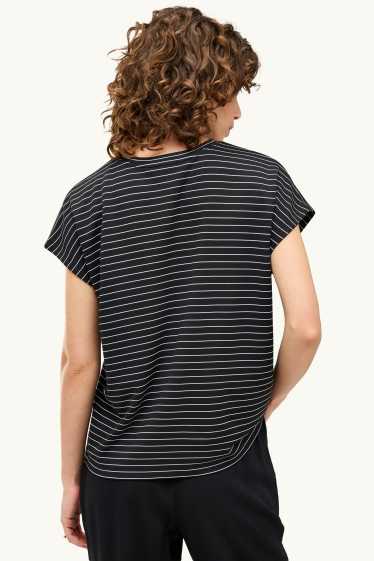 Dames - T-shirt - regular fit - gestreept - zwart / wit