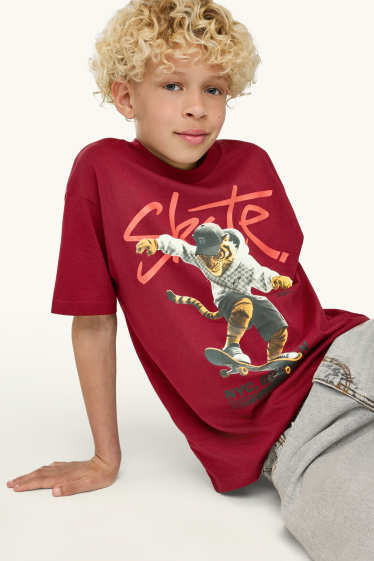 Enfants garçons - Tigre - T-shirt - rouge