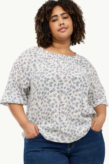 Dames - Blouse - gebloemd - beige