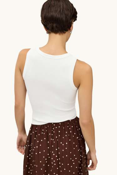 Donna - Top - a coste - bianco
