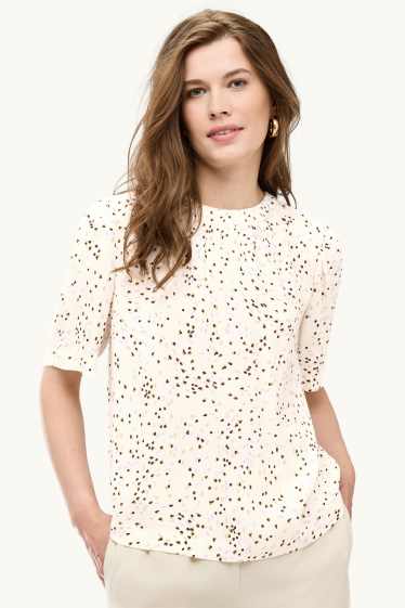 Dames - Blouse - met stippen - crème wit