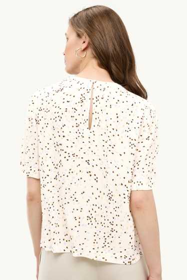 Dames - Blouse - met stippen - crème wit