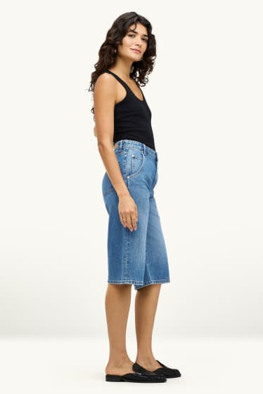 Dámské - Džínové kraťasy - high waist - džíny - modré