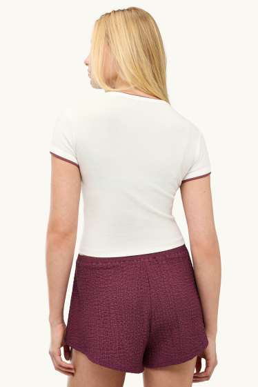 Women - T-shirt - slim fit - 2-in-1 look - white