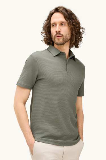 Herren - Poloshirt - Regular Fit - strukturiert - grün / grau