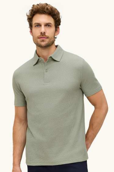 Men - Polo shirt - regular fit - textured - light green
