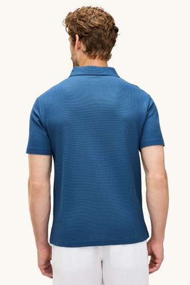 Men - Polo shirt - regular fit - textured - blue