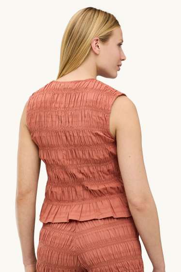 Mujer - Blusa sin mangas - fruncida - naranja