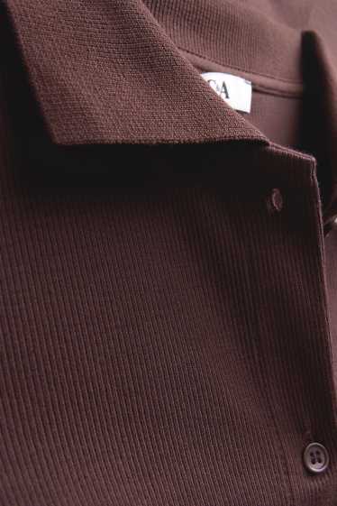 Damen - Poloshirt - Slim Fit - gerippt - braun